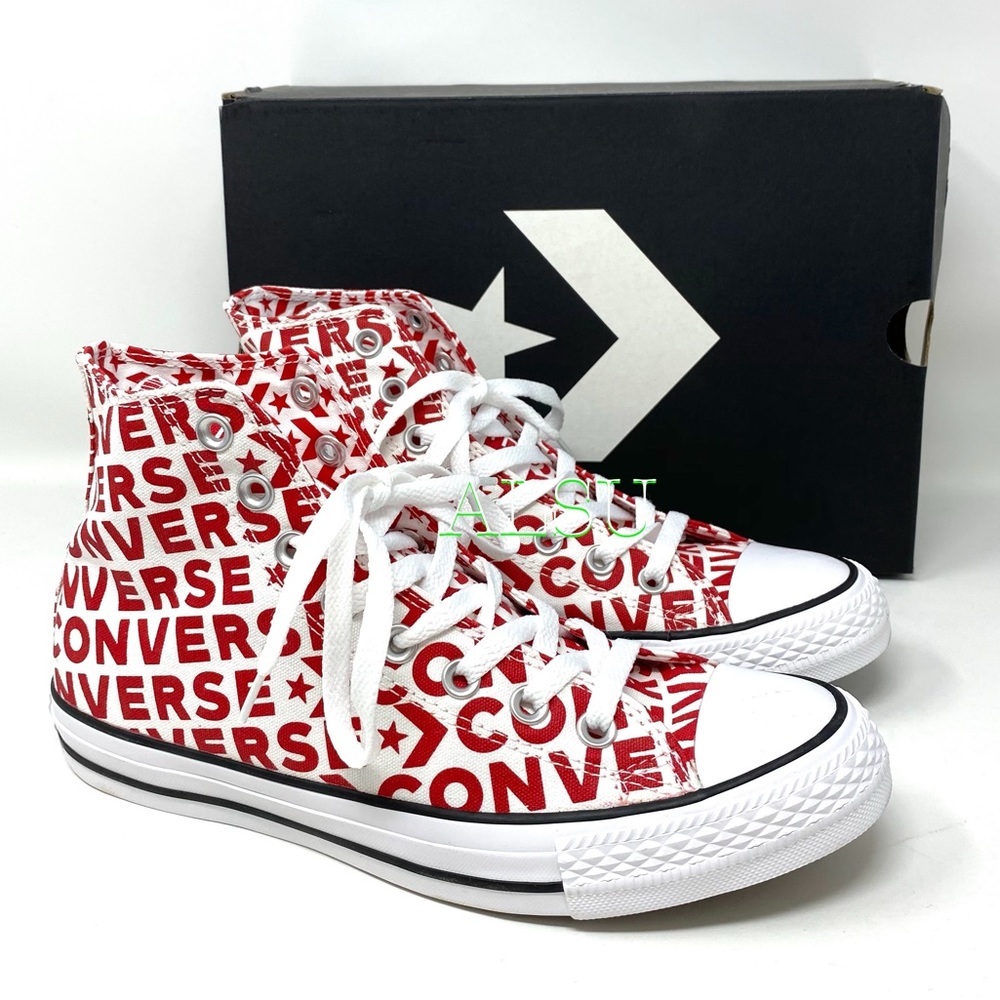 Converse Ctas High Top Logo Print Enamel Red Women - Picture 2 of 11